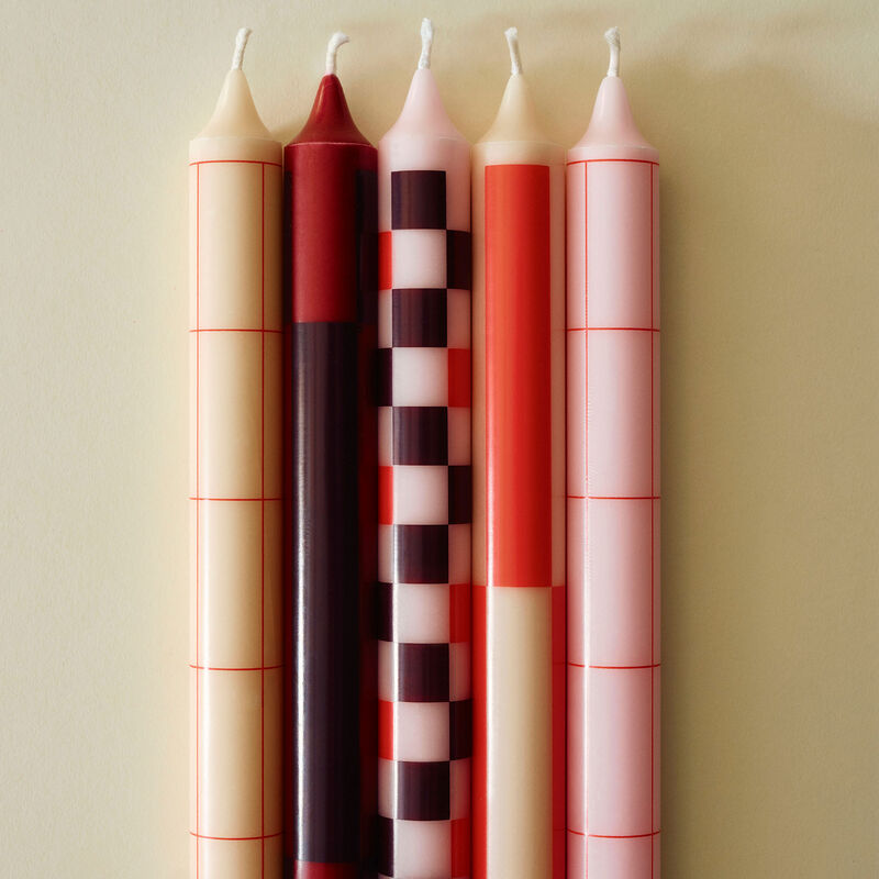 HAY Pattern stearinlys 4-pakning, rød/bordeaux