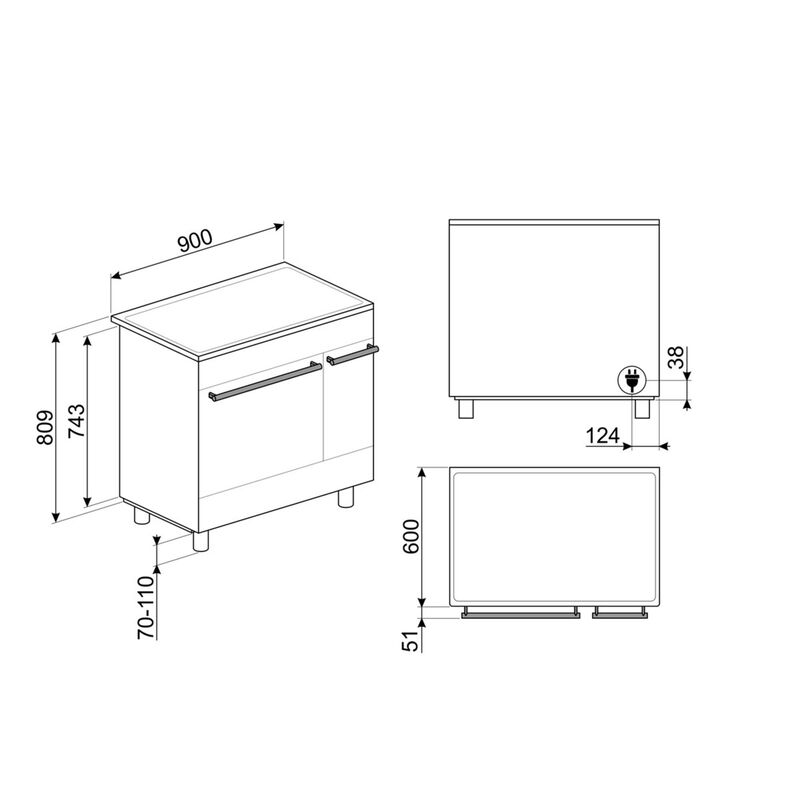 C92IMMB2 Induksjonskomfyr med 2 ovner Classic 90 cm, rustfritt stål