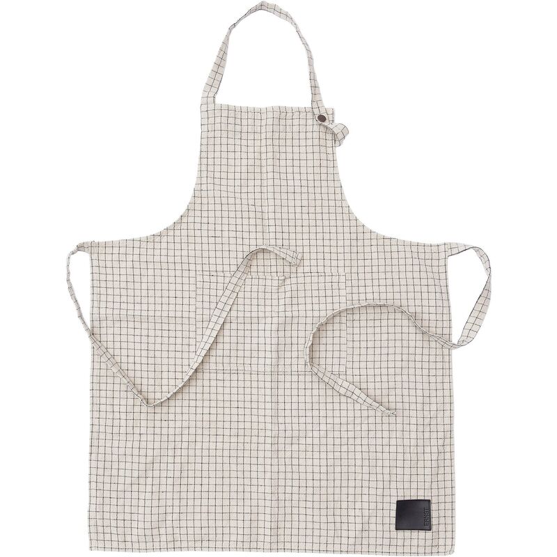 Rutigt förkläde, beige/svart