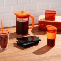 Brödlåda med bambulock liten, orange