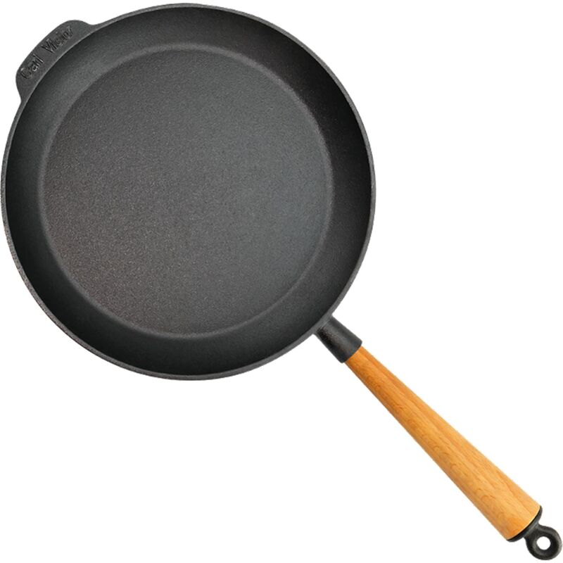 Valurautapannu 28 cm, kahva pyökkipuuta