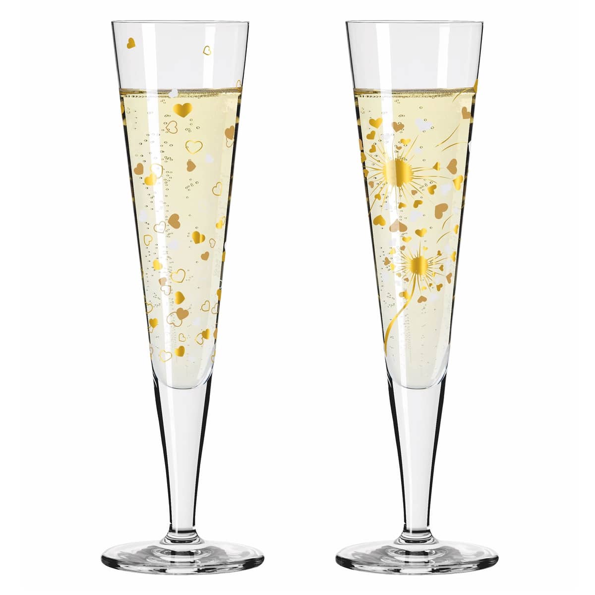 Goldnacht Heart champagneglas, 2 st