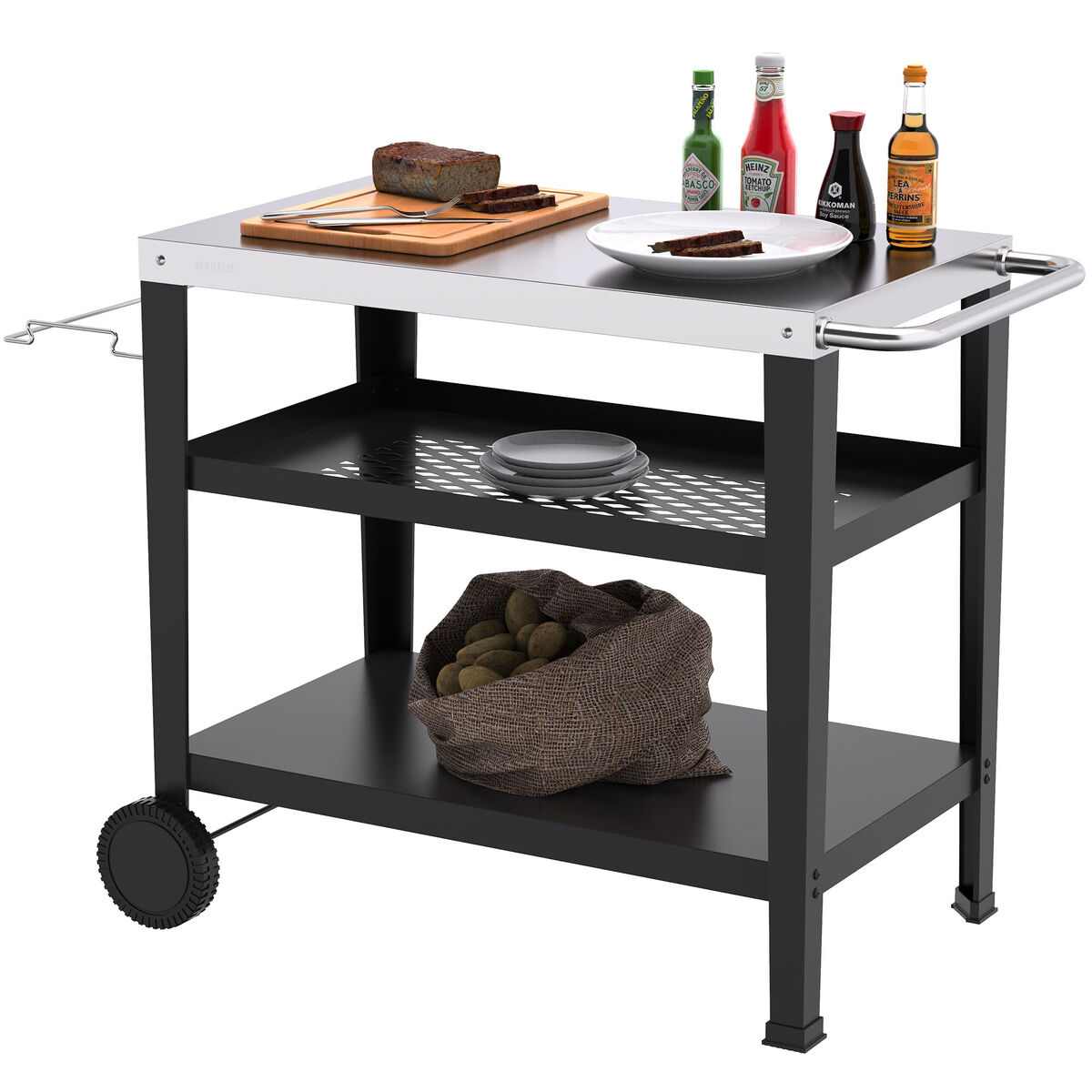 Vogn til stekebord med 4 brennere