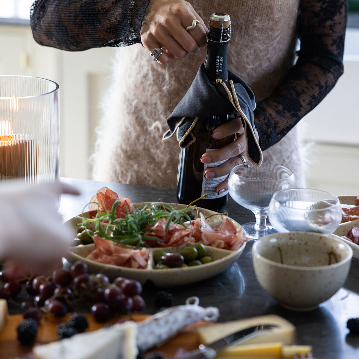 Ditte serveringsfad, beige/bordeaux