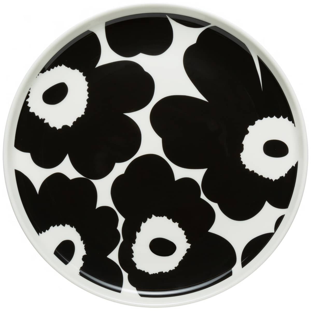 Unikko tallrik, 20 cm, vit/svart
