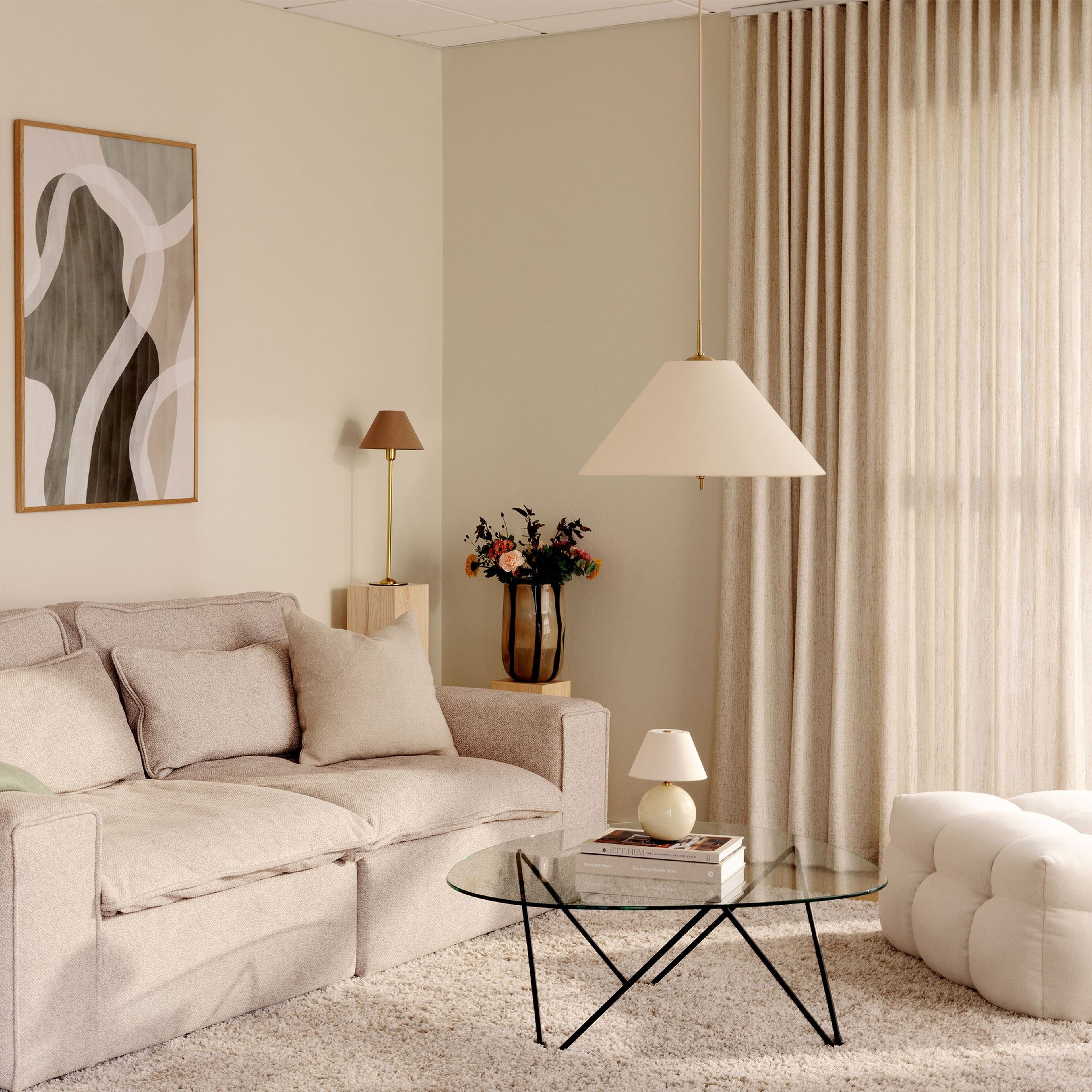 Iris pendel lampe 50 cm, creme