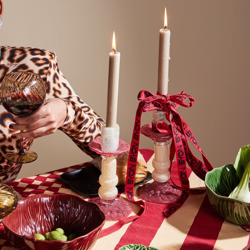 ljusstake 22 cm, beige