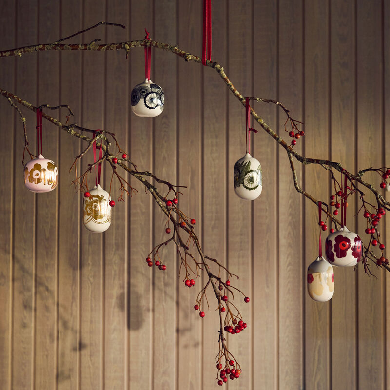 Unikko Juletræspynt, rosa/guld