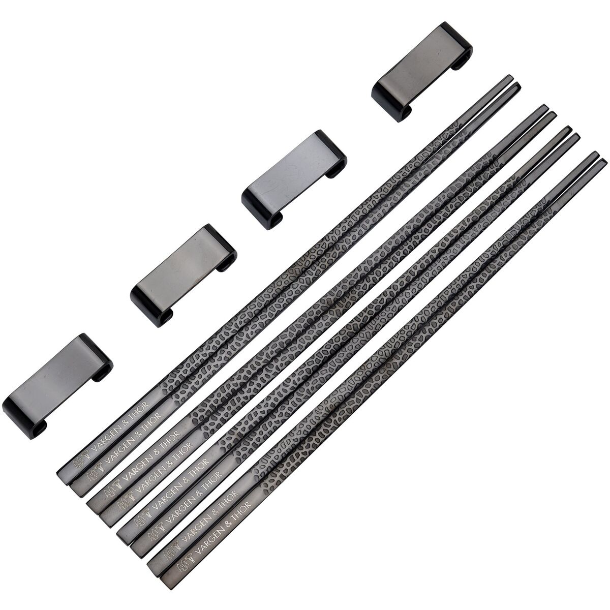 Spisepinde 4 par, onyx