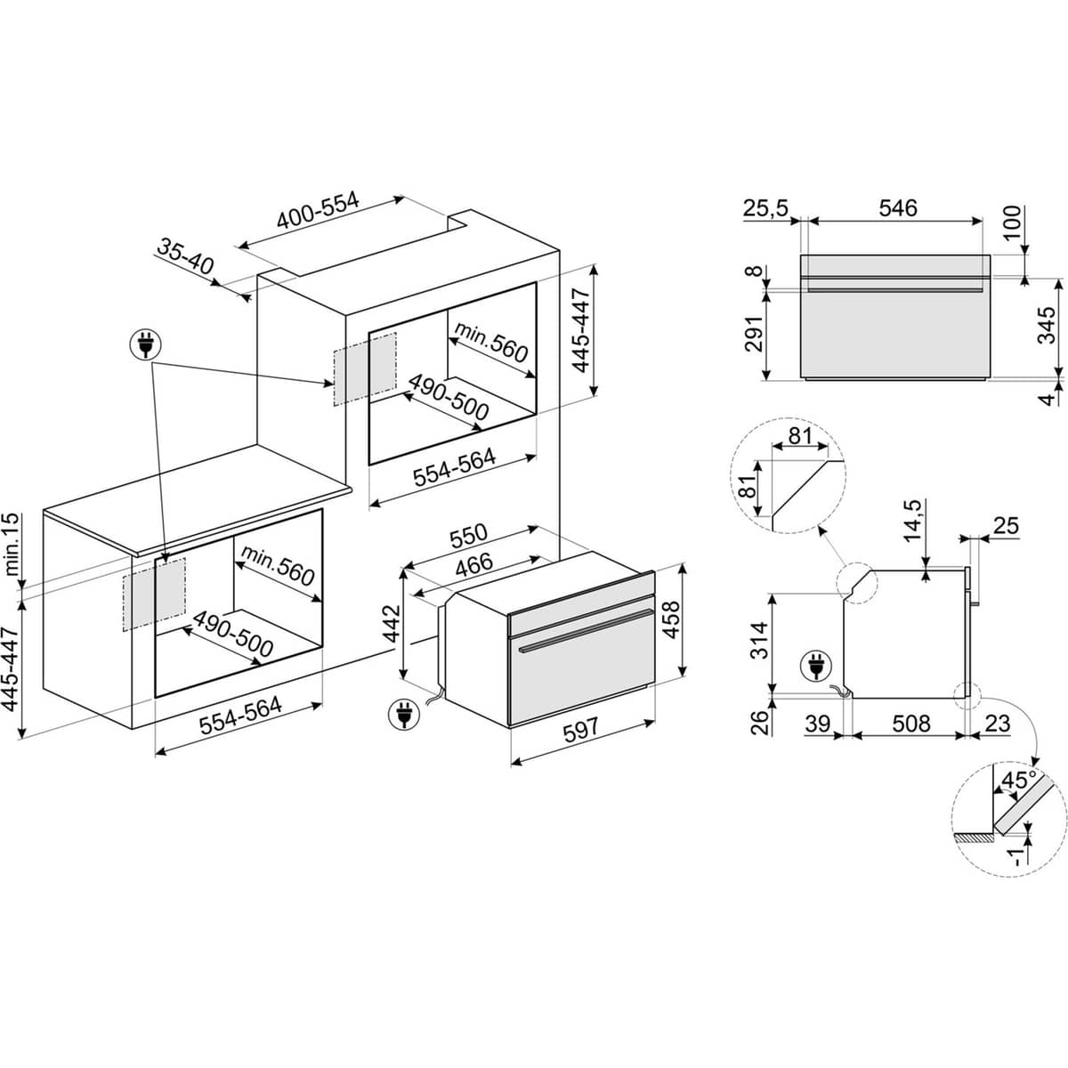 SO4101M1B3 Linea kompaktiuuni/mikro 40 l, musta