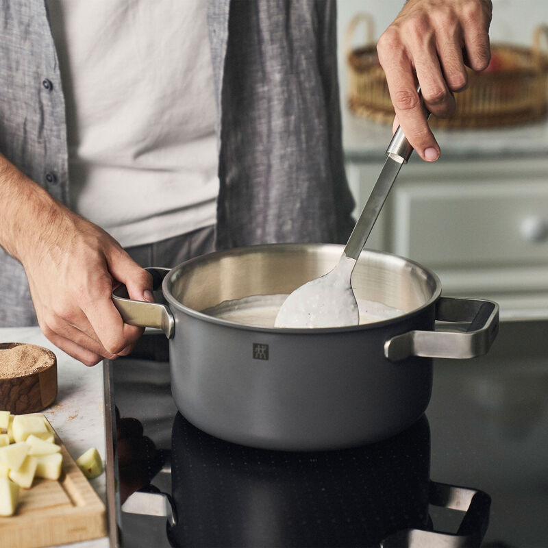 Pure grydesæt 3 dele + 2 låg, rustfrit stål, grå