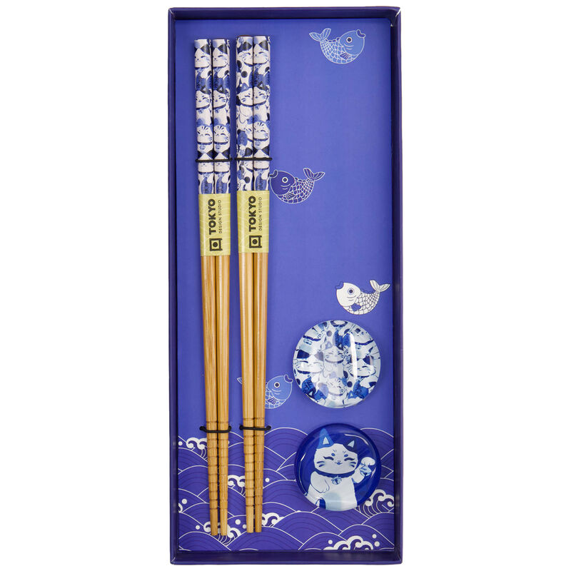 Tokyo Design Studio Lucky Cat spisepinde gaveæske 2-pak