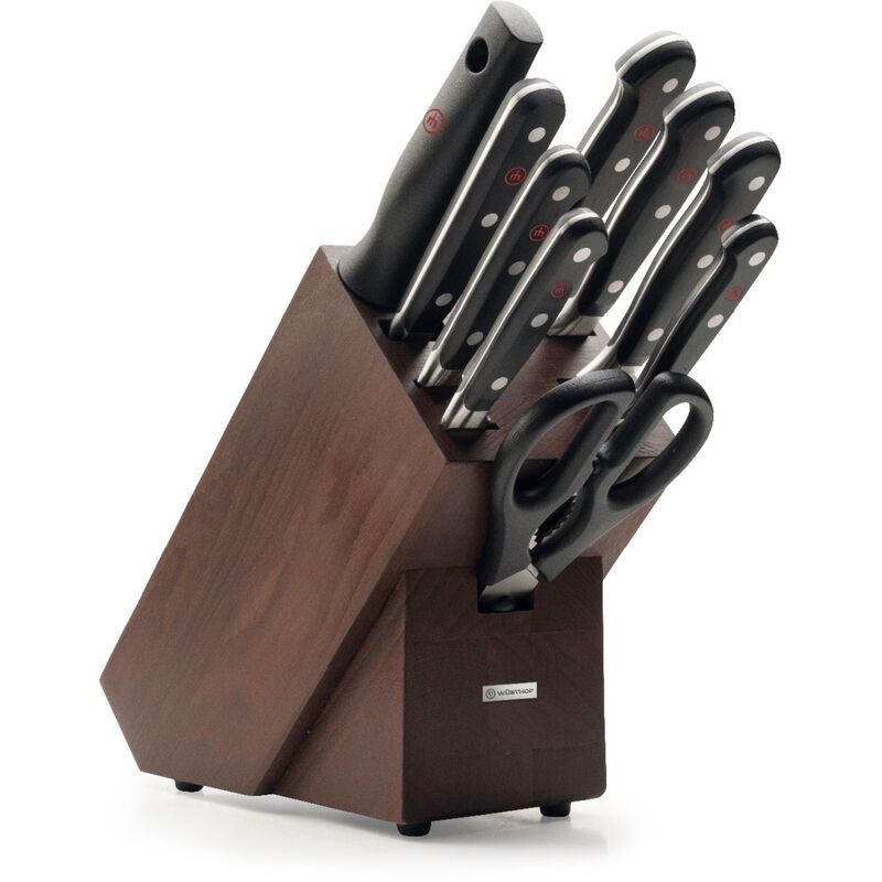 Classic Knivblokk med 9 kniver Asp Brunt