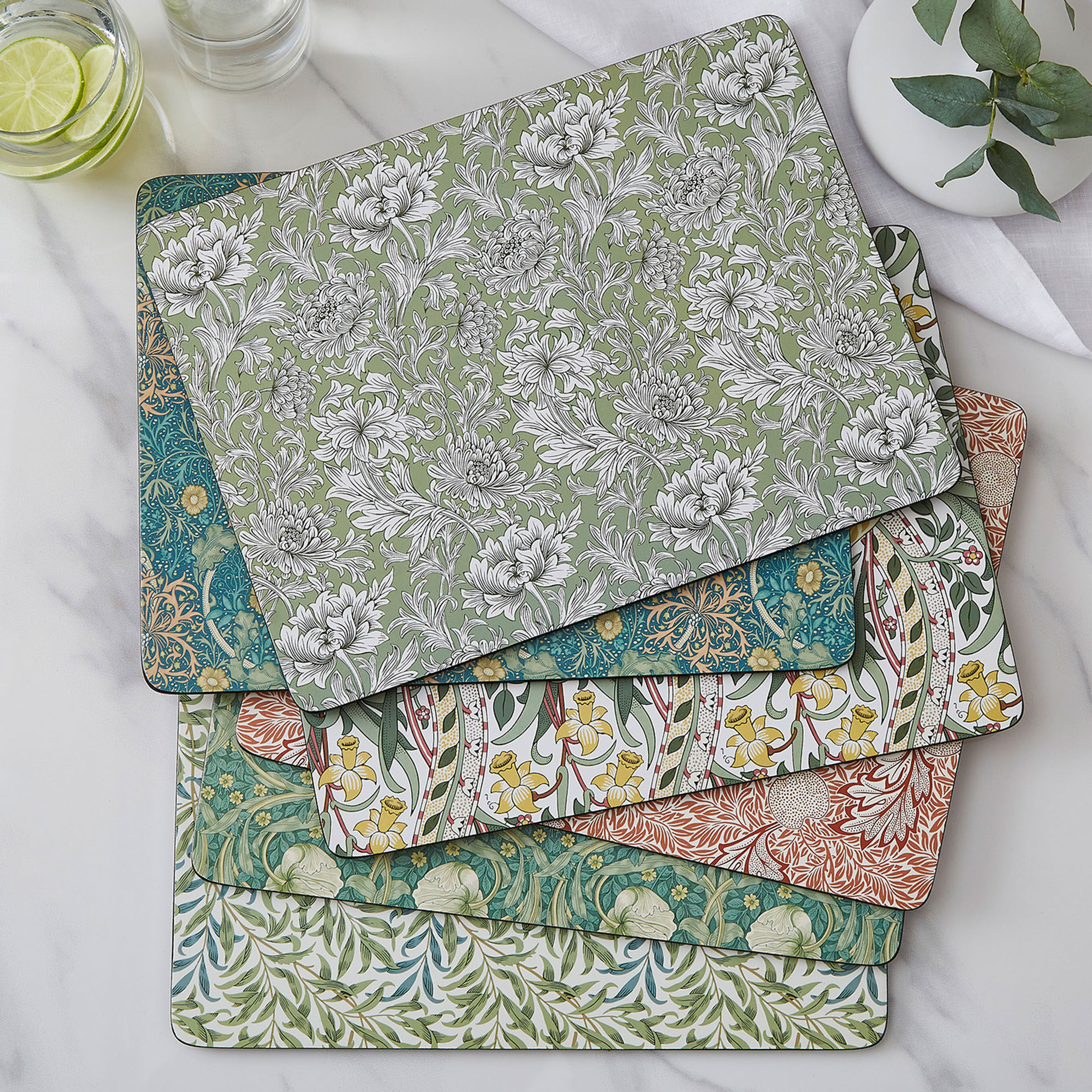 Spode Morris & Co Seaweed bordbrikker 40x30 cm 4-pakning, grønn