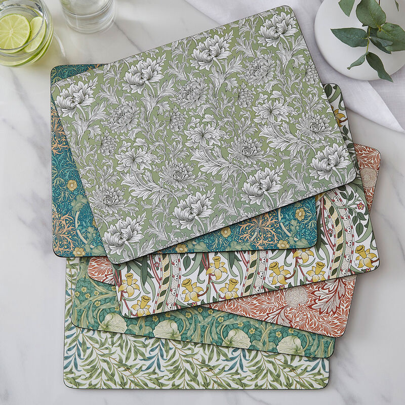 Spode Morris & Co Seaweed bordbrikker 40x30 cm 4-pakning, grønn