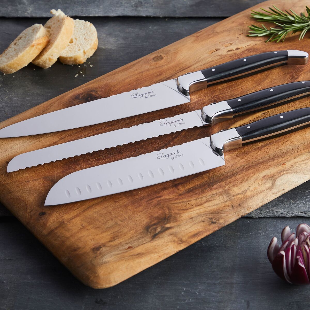 Knivset 3 delar, Black Wood