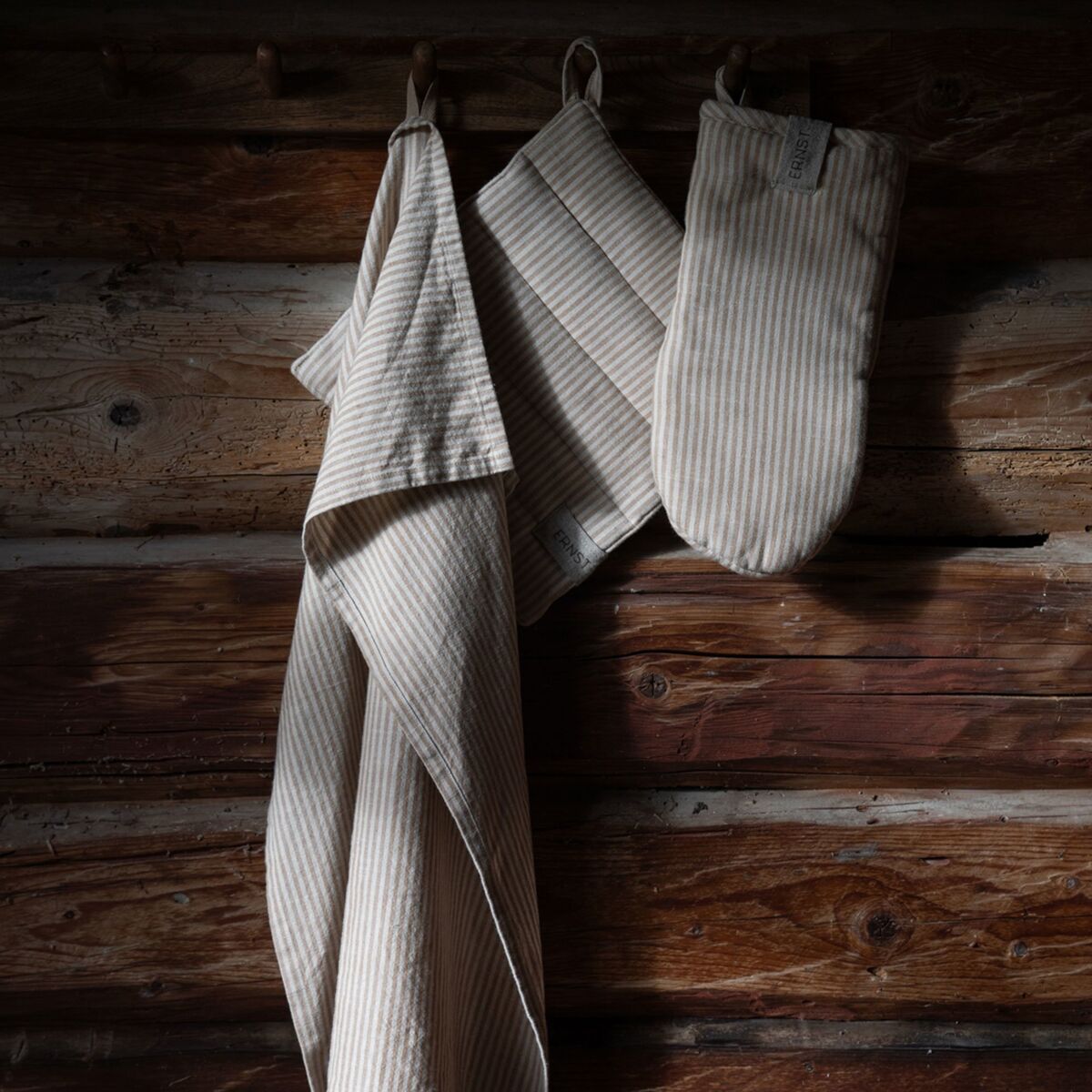 Grillvante randig, kola/beige