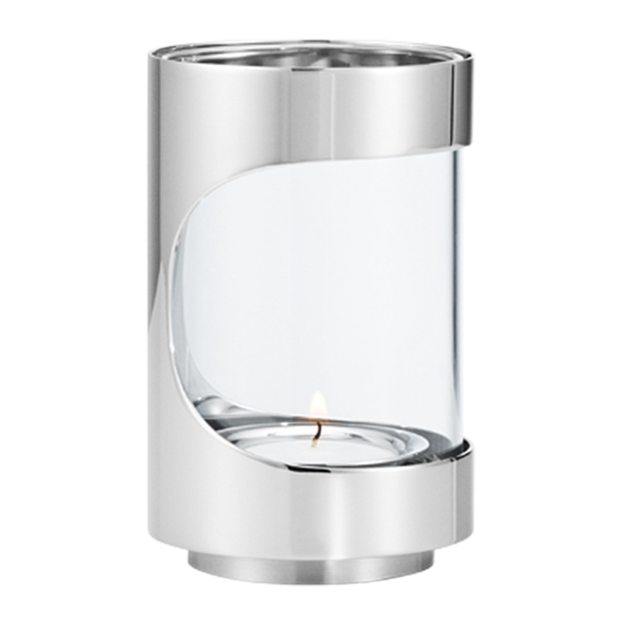 Georg Jensen Chrome contours hurricane lyslykt 12 cm Rustfritt stål
