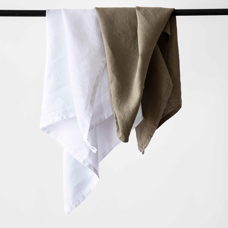 Keittiöpyyhe pellavaa 50x70 cm, bleached white