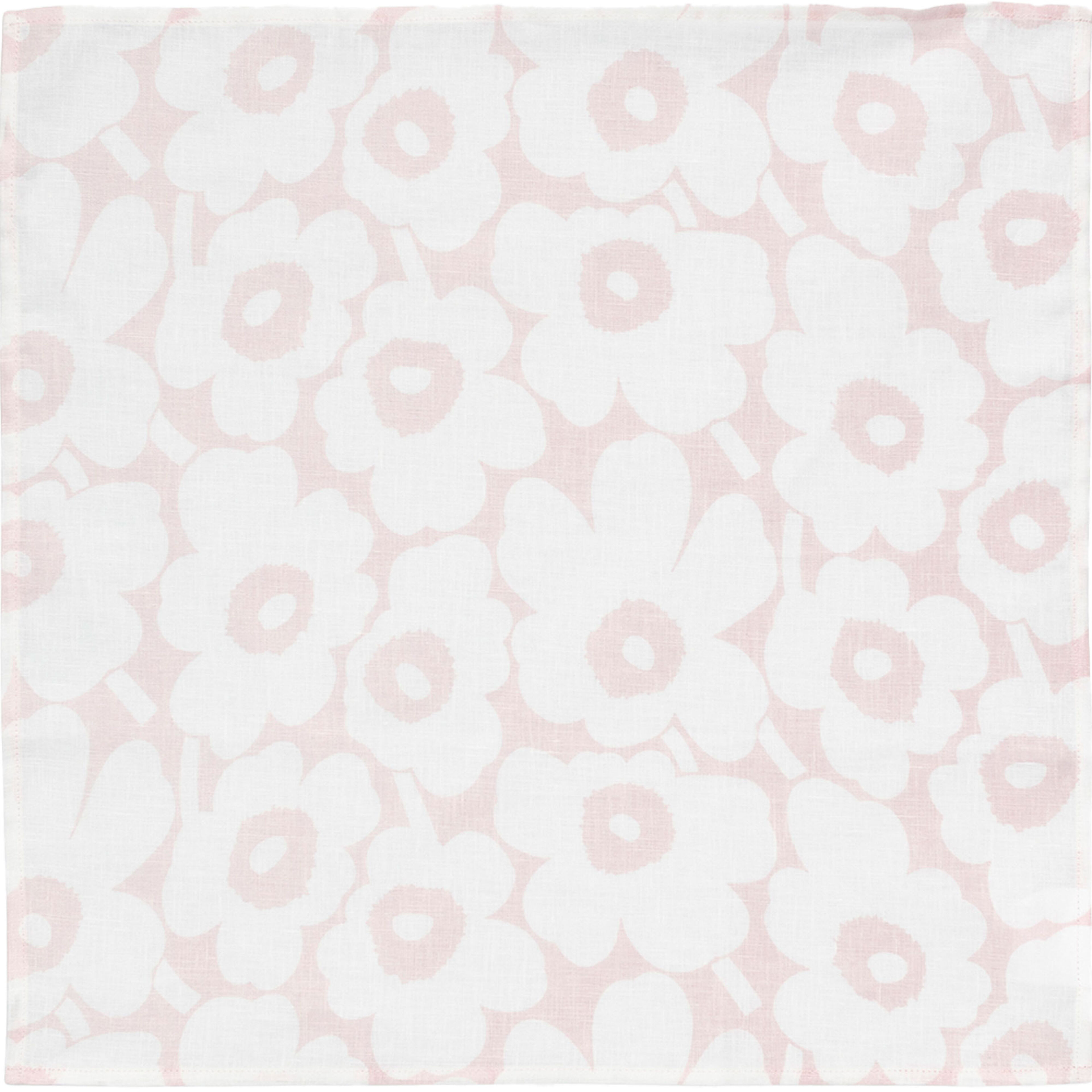 Mini Unikko tekstilserviett, hvit/rosa
