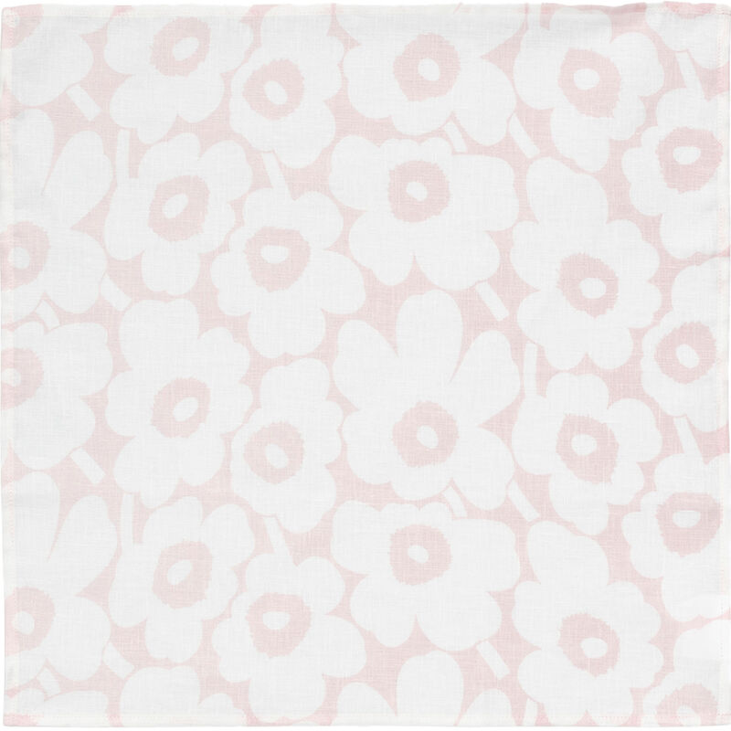 Mini Unikko tekstilserviett, hvit/rosa