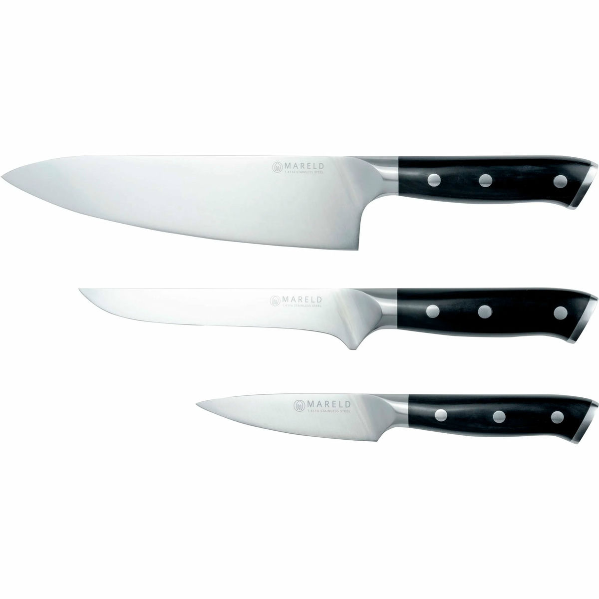 Knivsæt, 3 knive, sort