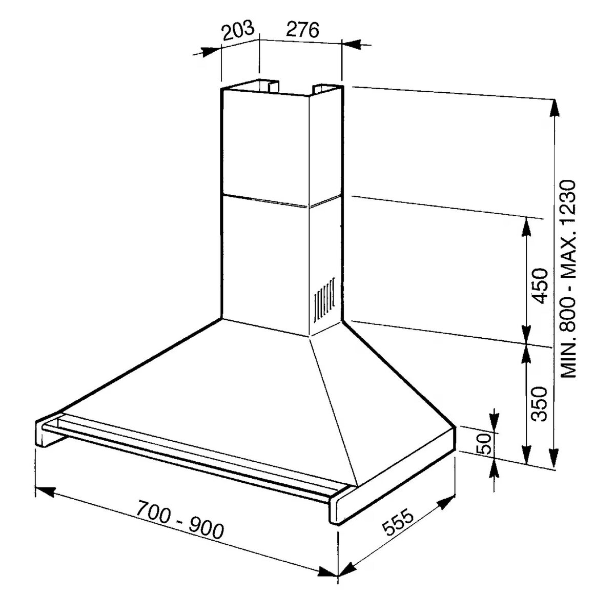 Classic induktionsspis + köksfläkt 60 cm, rostfritt stål