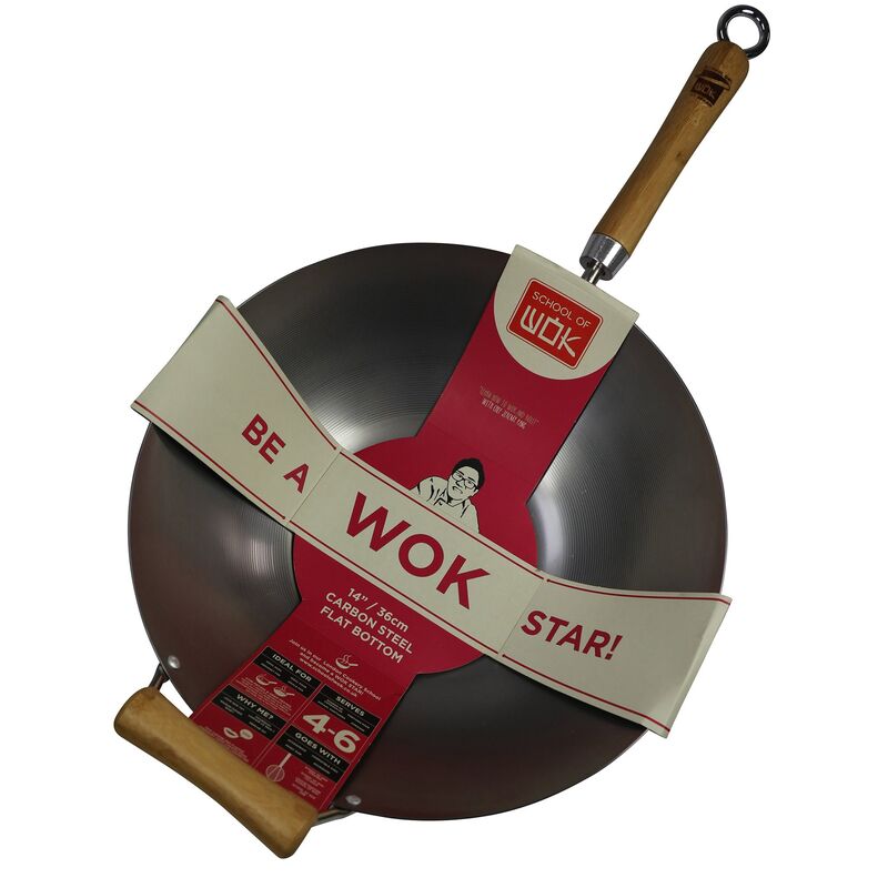 Wok i kolstål 36 cm