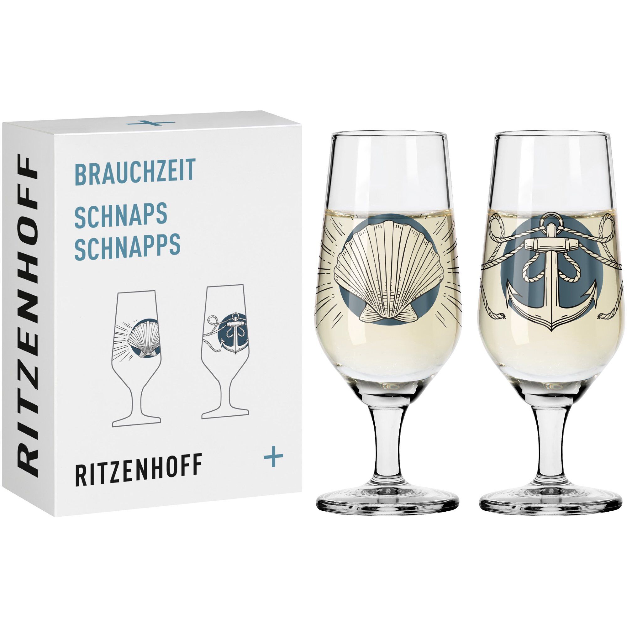 Alternativ bild 1 för Ritzenhoff Brauchzeit snapsglas 2-pack, NO:1&2