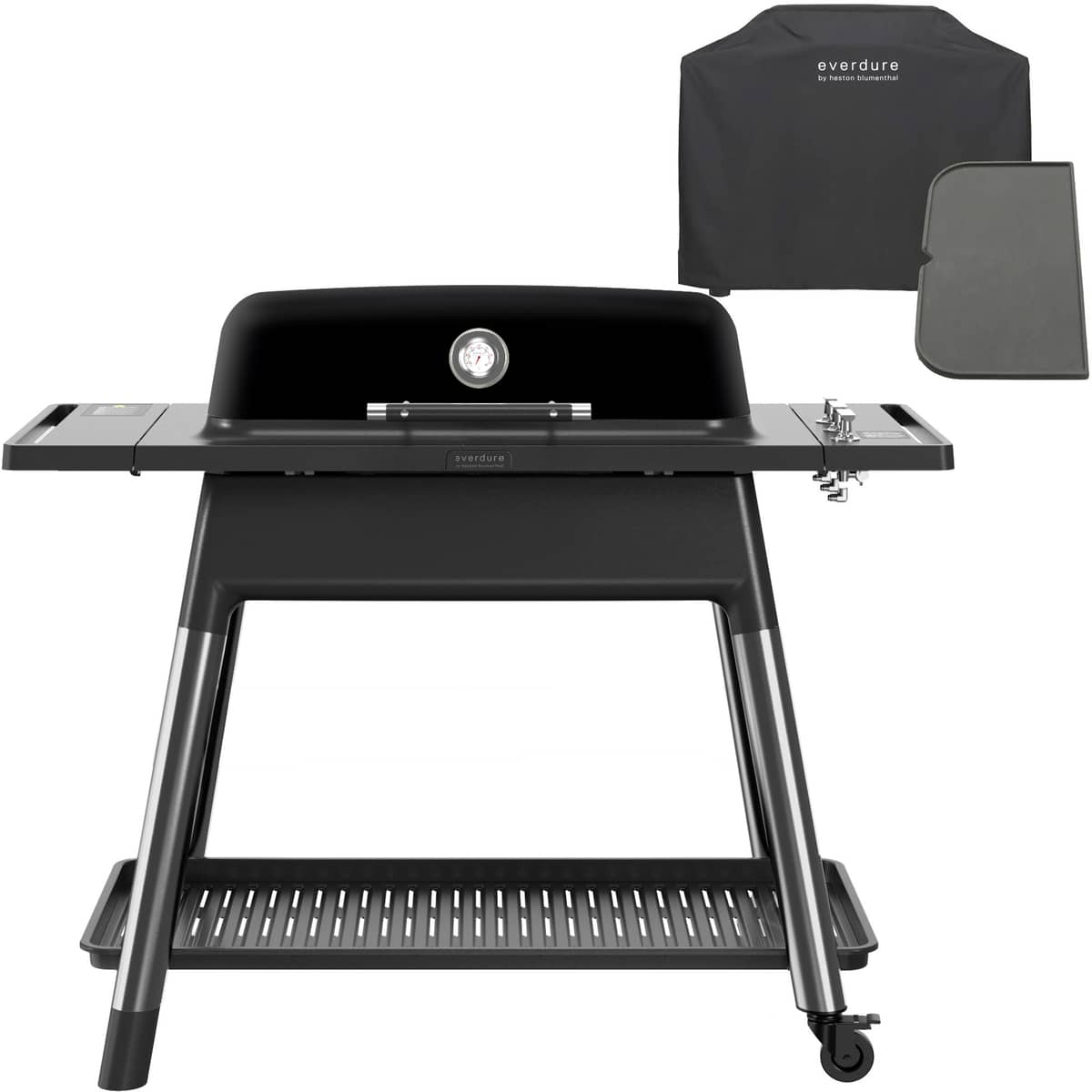 Furnace gasgrill + grillbetræk & grillplade, mat sort