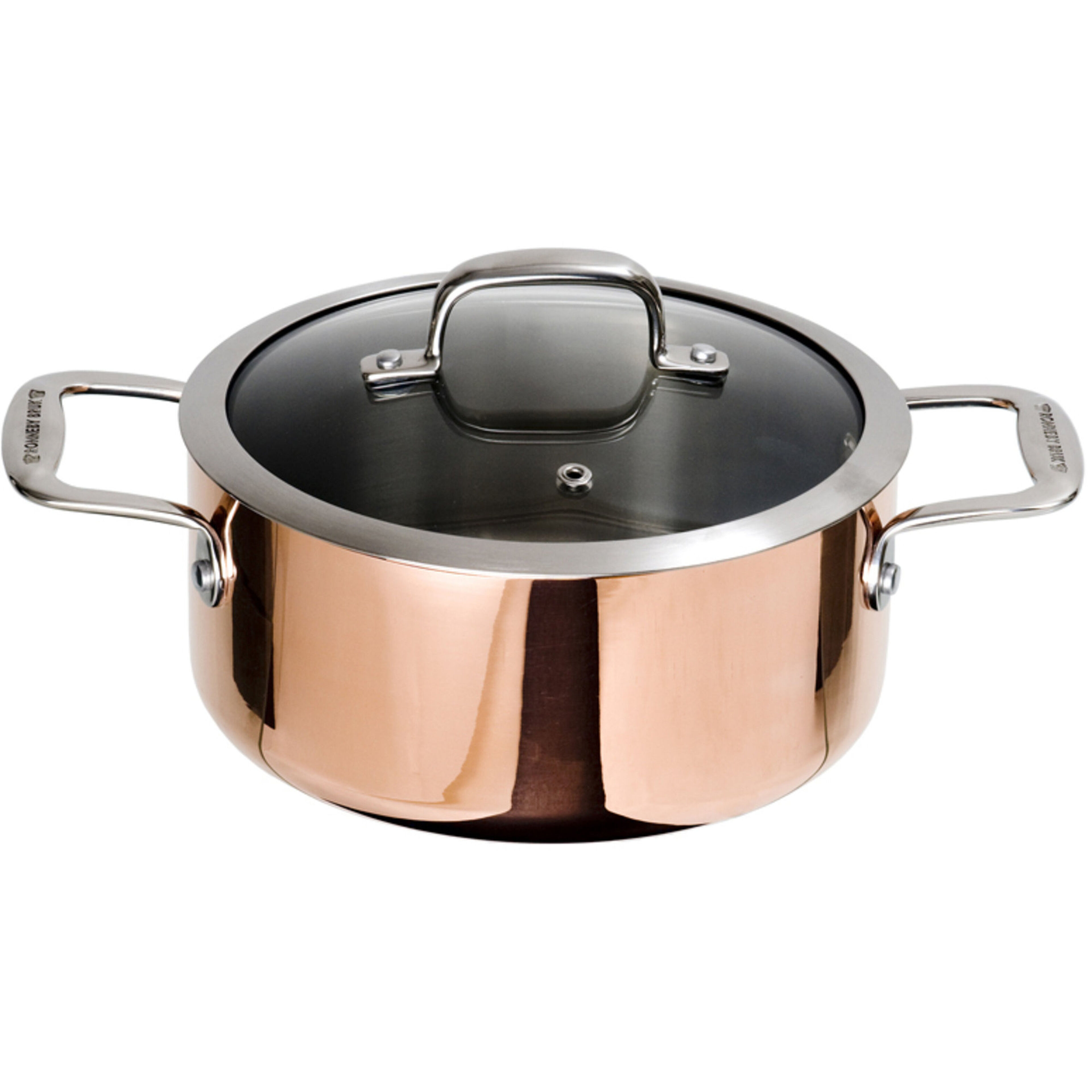 Koppargryta med glaslock 20cm 3 liter