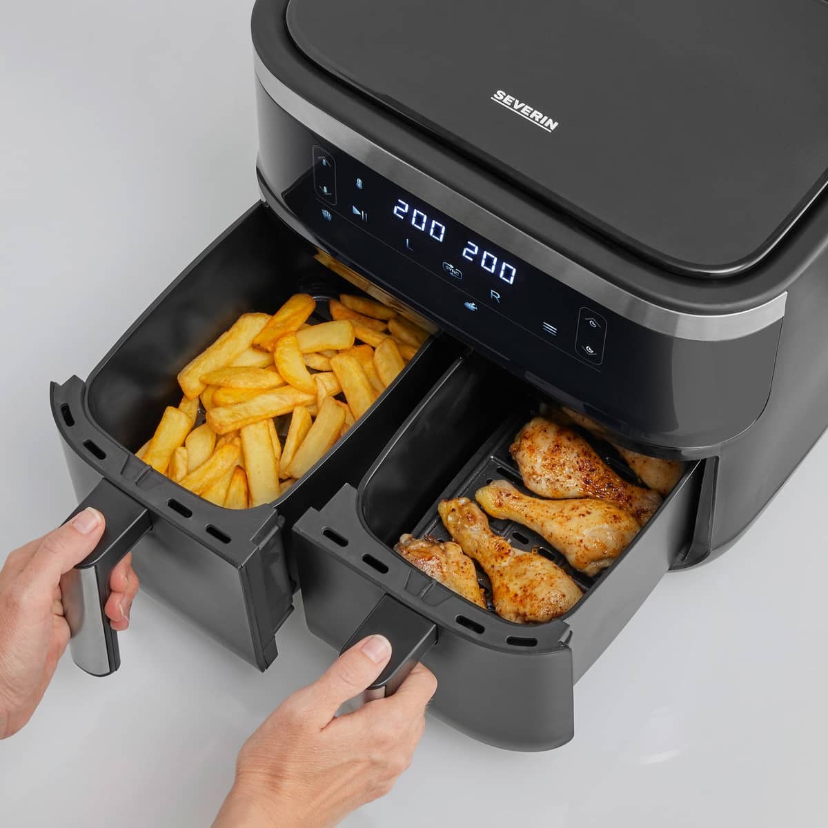 Varmluftsfritös med dubbla korgar
