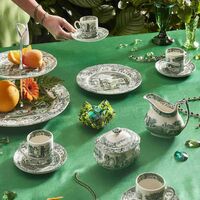 Heritage Green Italian -espressokuppi + aluslautanen 9 cl, vihreä/valkoinen