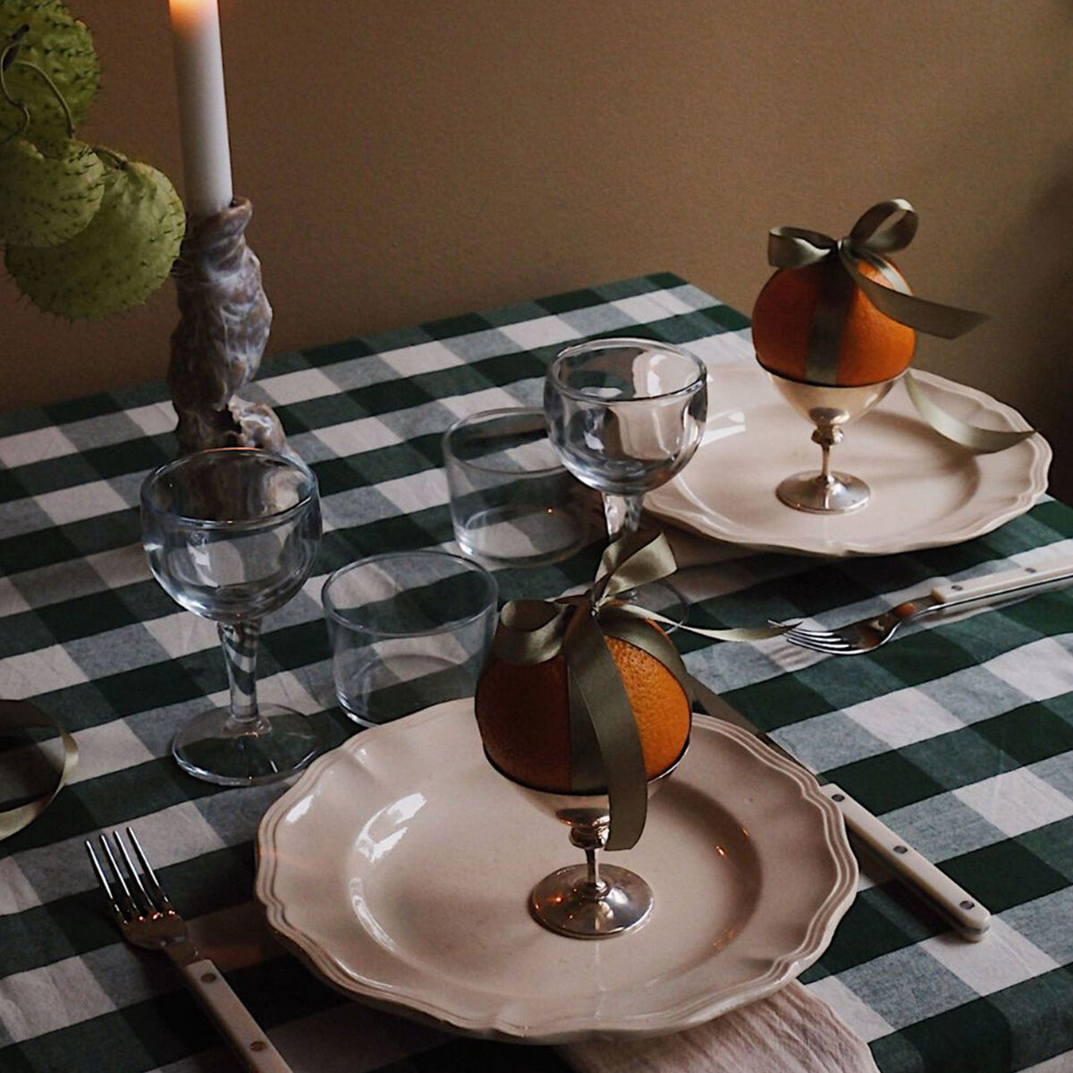 Elsa dug 250 × 145 cm, grøn/beige