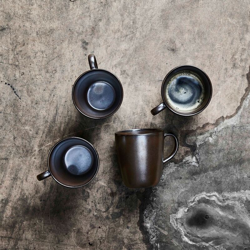 Korvallinen RAW-muki, 6 kpl, Metallic Brown