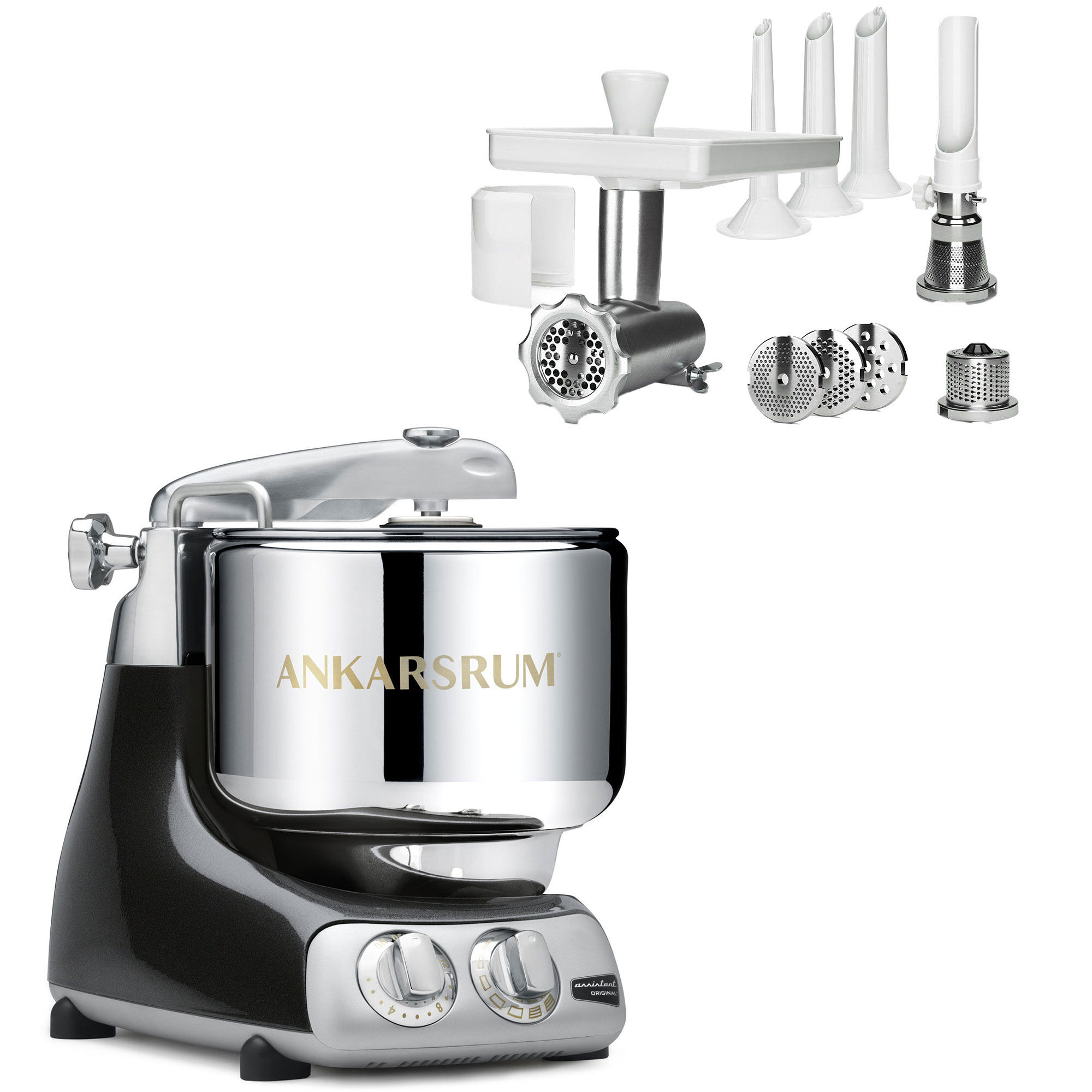 Ankarsrum Assistent AKM 6230 røremaskine + komplet kødhakker, black diamond