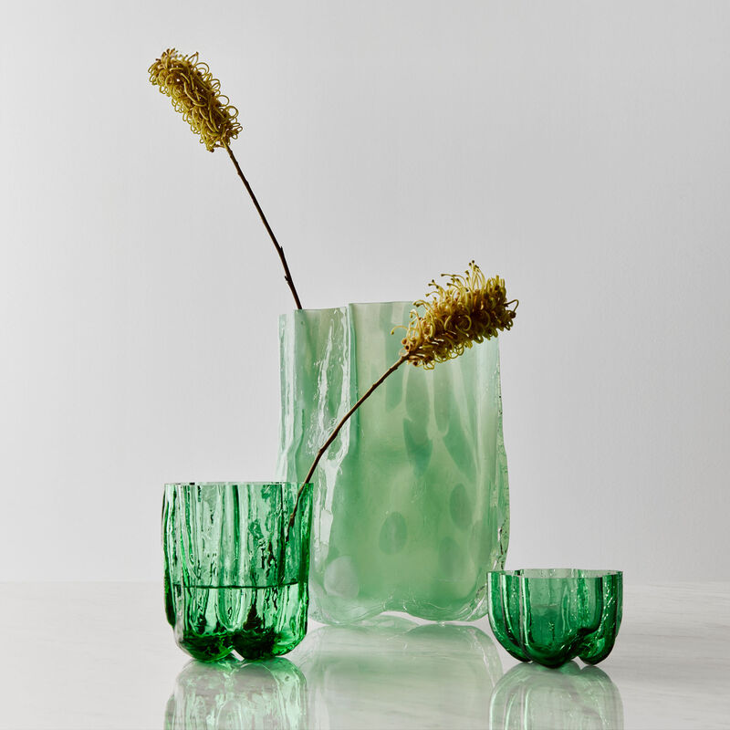 Kosta Boda Crackle vas 121 mm, mörkgrön