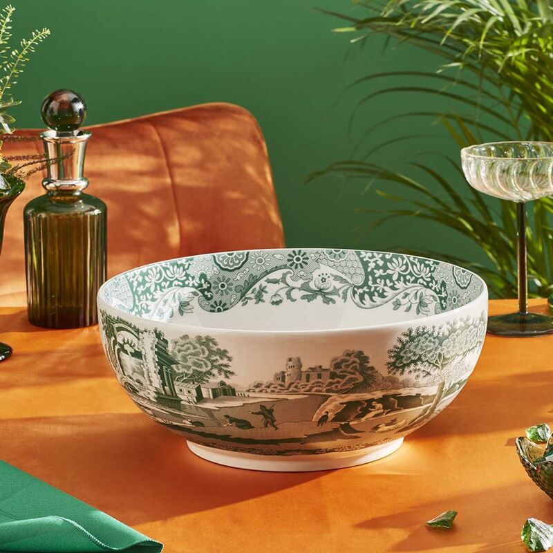 Heritage Green Italian serveringsskål 27,5 cm, grön/vit