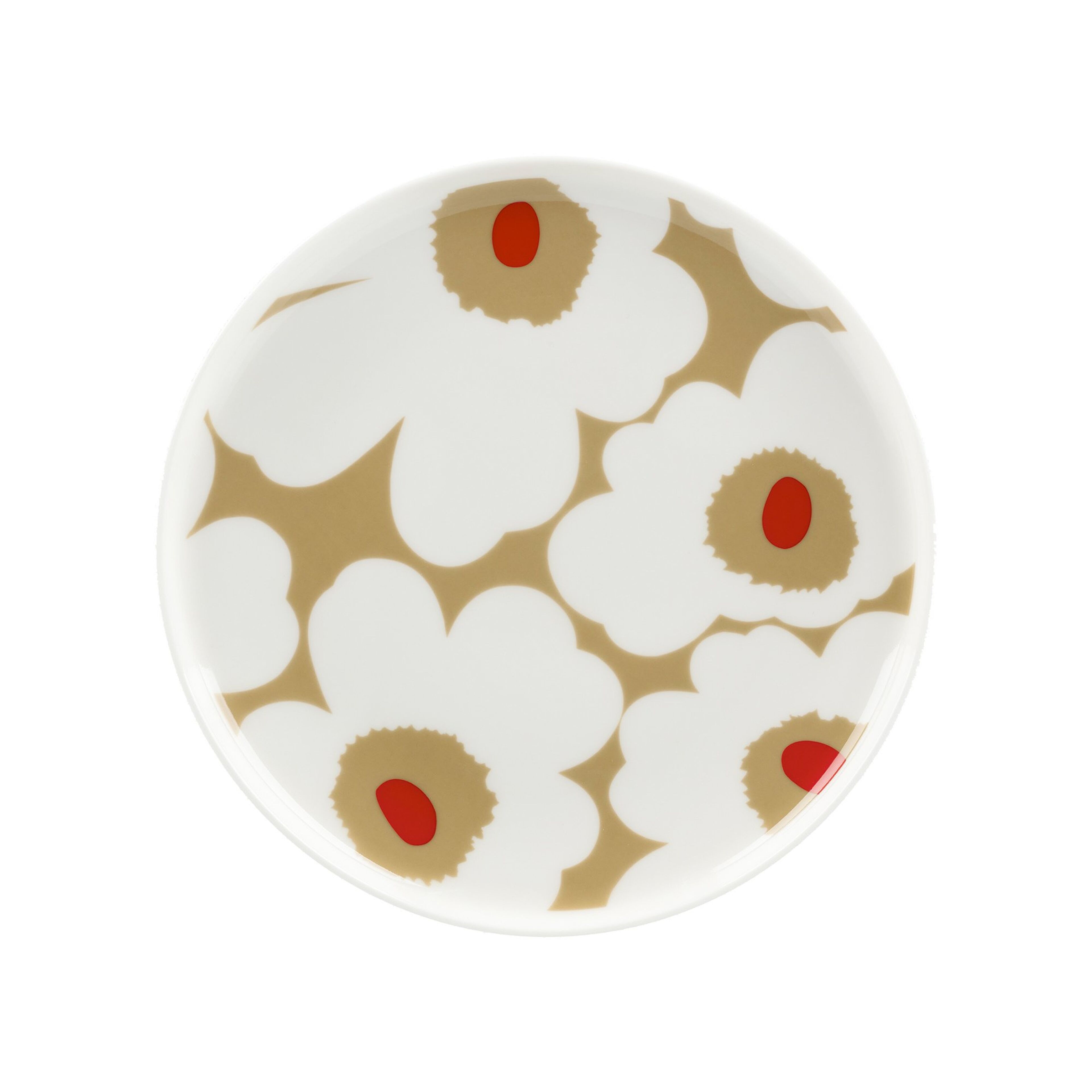 Unikko tallrik 20 cm, white/beige/red