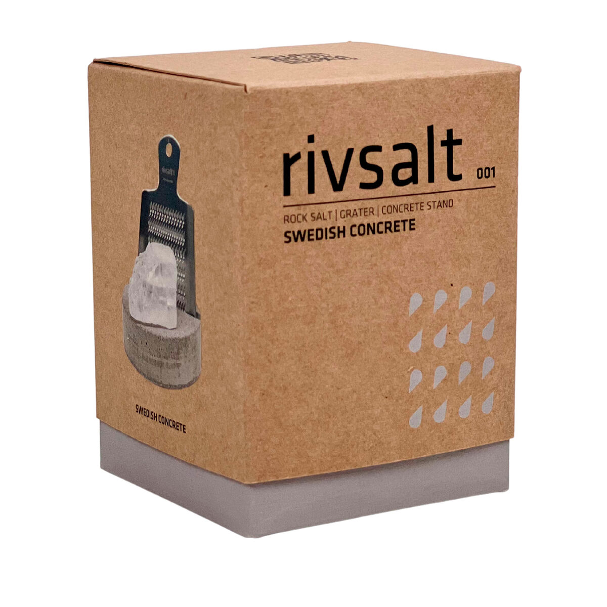 Rivsalt Sett med rivjern, betongstativ og halittsalt