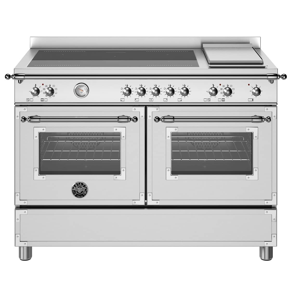 Heritage induktionsspis med stekbord och dubbelugn 5 zoner 120 cm, rostfritt stål