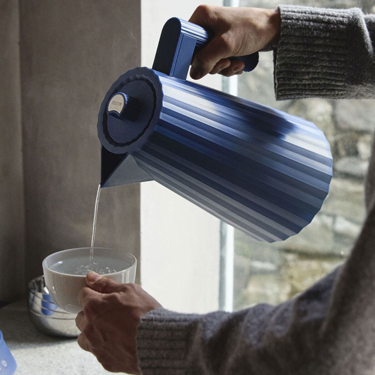 Plissé elektrisk vattenkokare 1,7 liter, blå