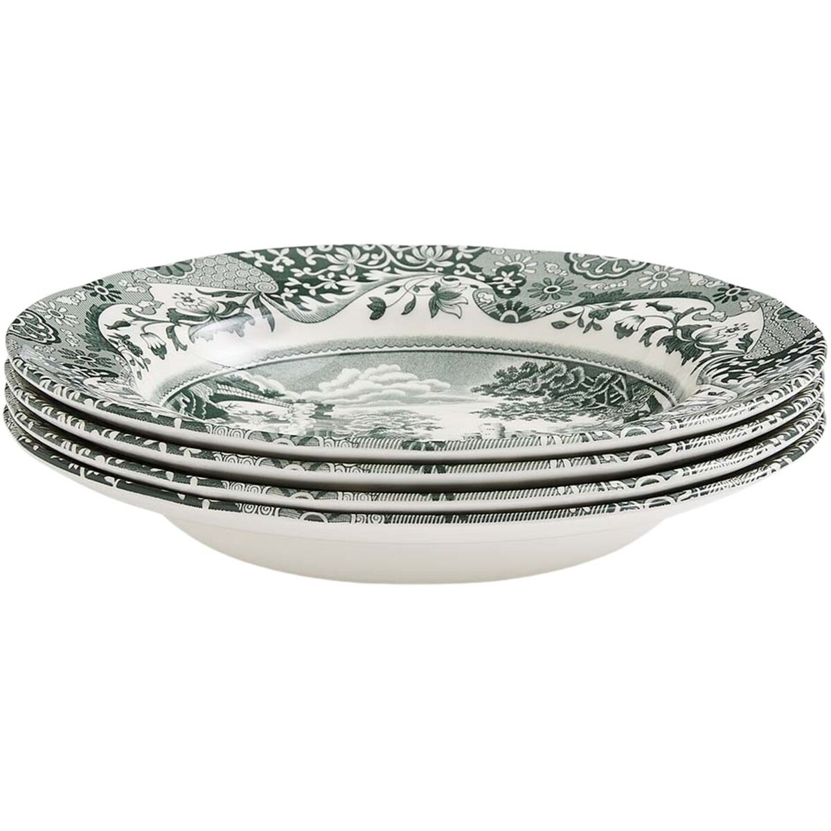 Heritage Green Italian dyb tallerken 23 cm, grøn/hvid