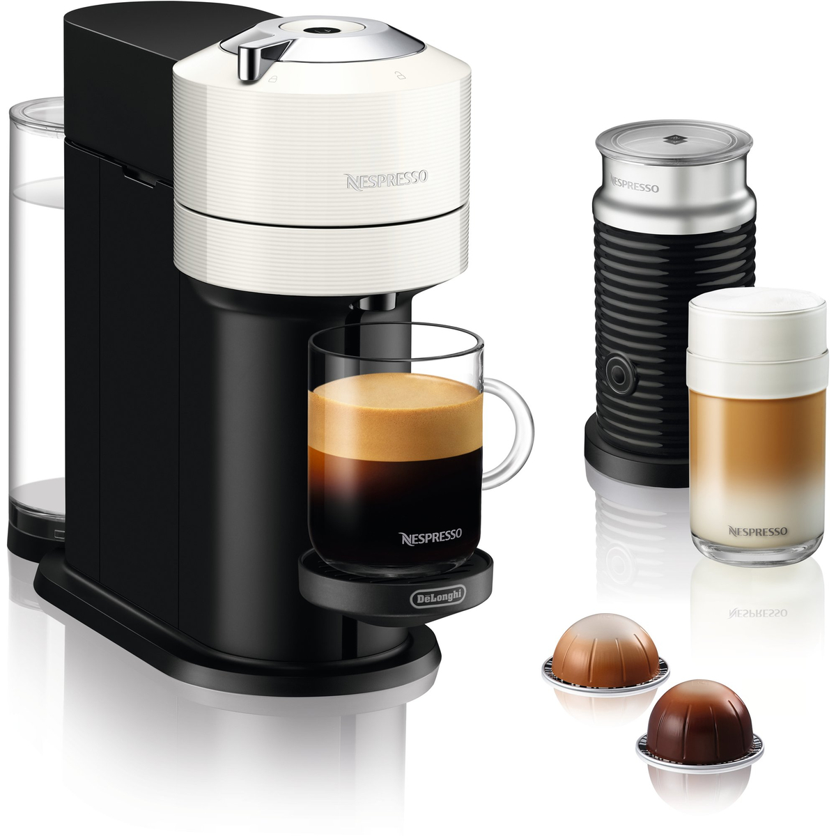 Vertuo Next Value Pack kaffemaskin och mjölkskummare, vit