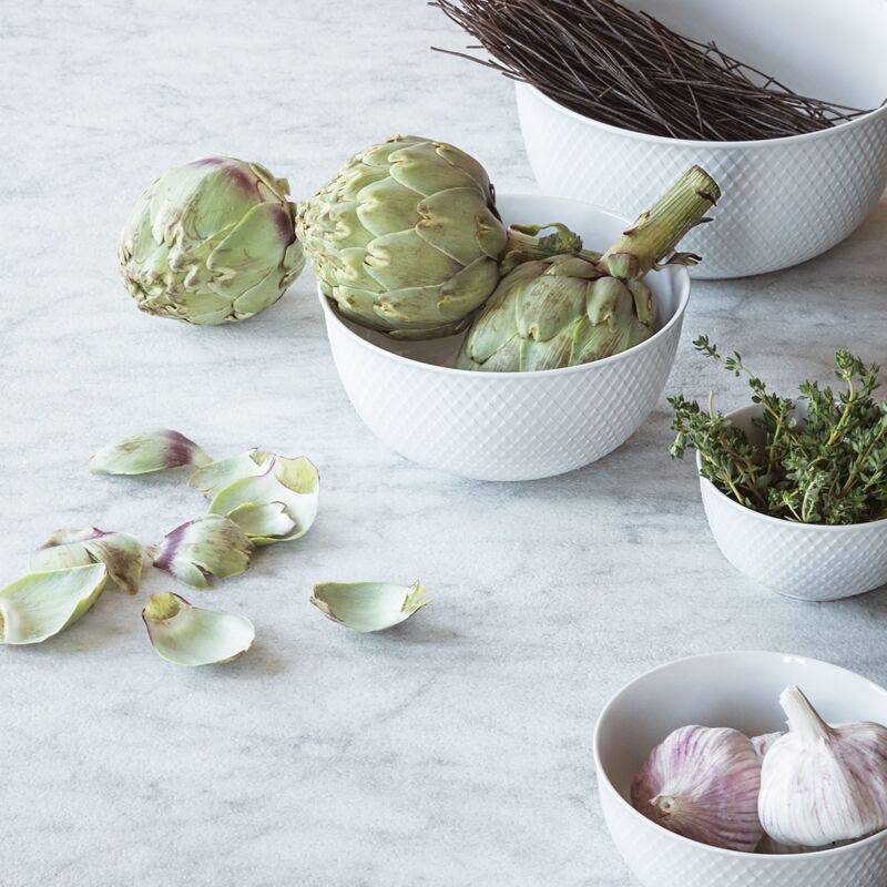 Rhombe Serveringsbolle, hvit Ø17,5 cm