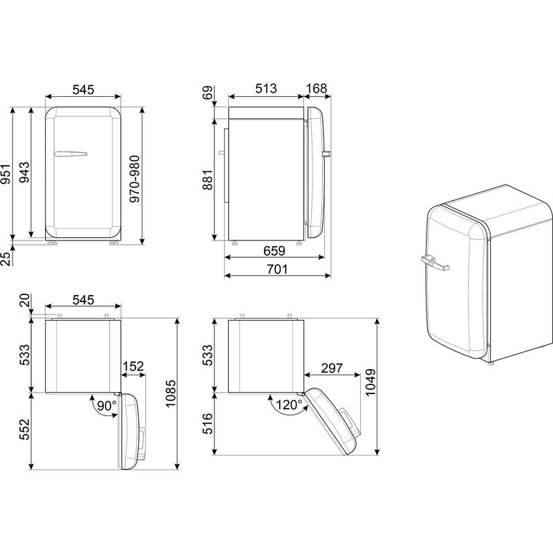 FAB10ROR6 kylskåp med frysfack, rosa