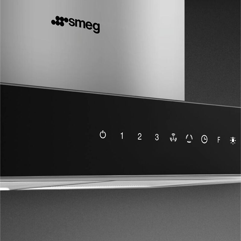 KBT9L4VN väggmonterad fläkt 90 cm, rostfritt stål/glas