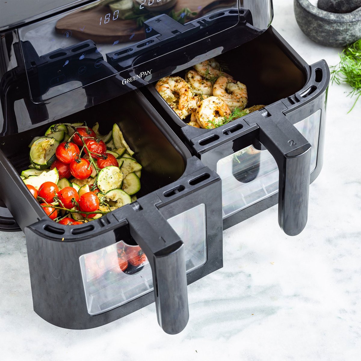 Bistro airfryer 8 liter, 2 kurver