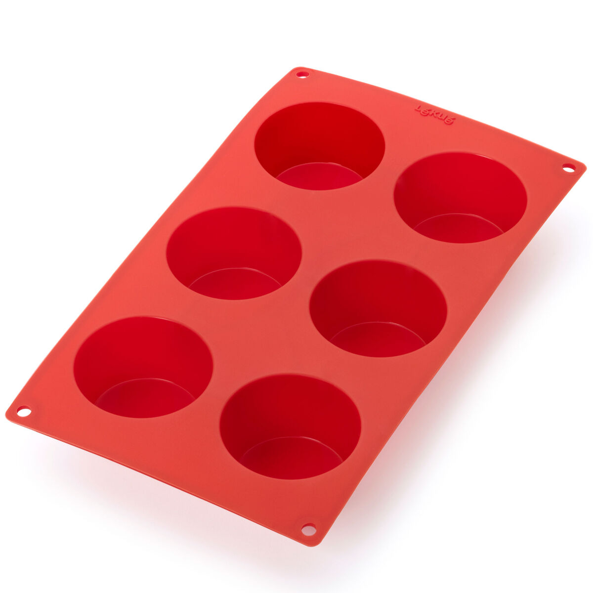 Muffins silikonform, 6 hull, rød
