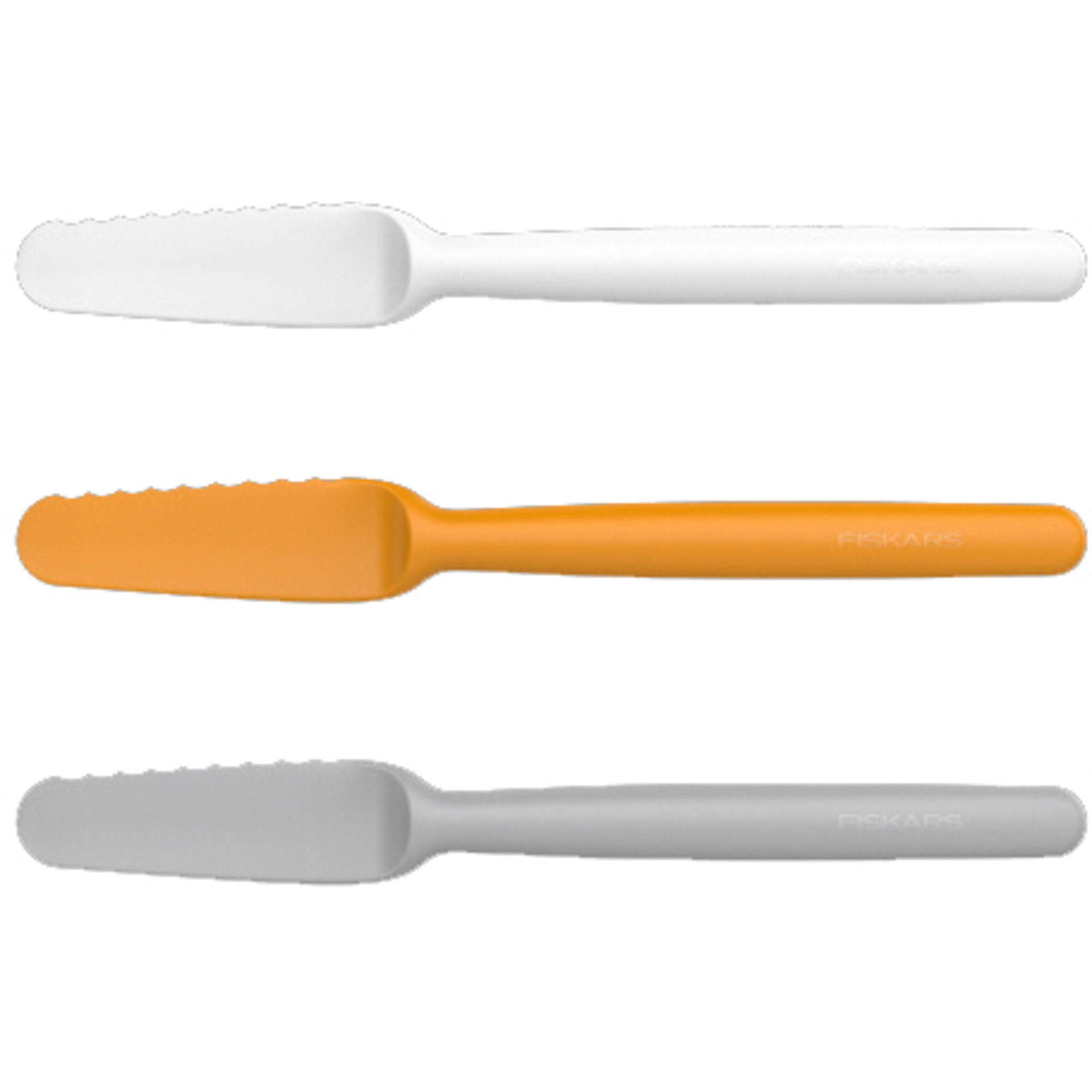 Fiskars Functional Form smørkniver 3-pakning Grå-oransje-hvit